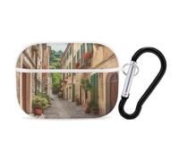 Italy Street Coque pour AirPod Pro, coque rigide anti-rayures en polycarbonate avec porte-clés, accessoires pour AirPod Pro 2e/1ère coque pour homme et femme, style blanc