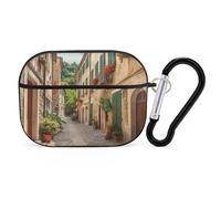Italy Street Coque pour AirPod Pro, coque rigide anti-rayures en polycarbonate avec porte-clés, accessoires pour AirPod Pro 2e/1ère coque pour homme et femme, style noir
