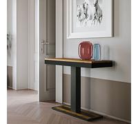 Itamoby Capital Evolution Console Extensible, Panneaux mélaminés métal, Chêne Naturel/Anthracite, 90 x 40 x 77