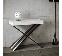 Itamoby Console extensible Diago Small Blanc Frêne & Anthracite L.90 x H.77 x P.40 (extensible jusqu'à 196 cm)