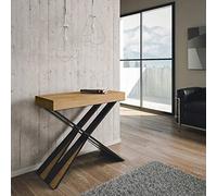 Itamoby Diago Console Extensible, Panneaux mélaminés métal, Chêne Naturel/Anthracite, 90 x 40 x 77