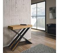 Itamoby Diago Small console extensible, chêne naturel et anthracite L. 90 x H. 77 x P. 40 cm (extensible jusqu'à 196 cm)