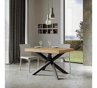 Itamoby, Table extensible Volantis 180->440 cm, plateau chêne nature et cadre anthracite L.180 P.90 H.77 (extensible jusqu'à L.440 avec 5 rallonges)