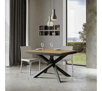 Itamoby, Table extensible Volantis Evolution 180-> 440 cm, panneaux ennoblis, bois de chêne naturel et anthracite 0 °C19880 p.90 hauteur x (allung. jusqu'à 440 avec 5 feuilles)