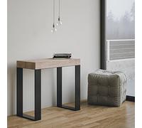 Itamoby - Tecno Premium - Table console extensible, plateau en chêne naturel et cadre anthracite, L.90 x H.77 x P.40 cm (extensible jusqu'à 300 cm)