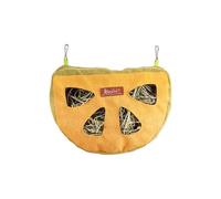 ITANDME Mangeoire à foin à 4 trous avec fermeture éclair sur le dessus - Tissu respirant - Forme mignonne - Pour cochon d'Inde, lapin et chinchilla - Jaune citron