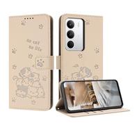 iTape Étui de téléphone mignon en relief pour Realme C71, plusieurs emplacements pour cartes, portefeuille à fermeture éclair, support, bandoulière et dragonne