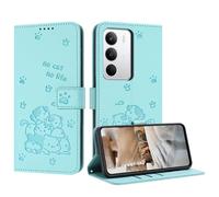 iTape Étui de téléphone mignon en relief pour REALME C71, plusieurs emplacements pour cartes, portefeuille à fermeture éclair, support, bandoulière et dragonne, bleu ciel