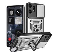 iTape Étui de téléphone résistant aux chocs pour Nothing CMF Phone 2 Pro 5G, avec fenêtre coulissante, support de boucle à anneau, étui de téléphone magnétique pour voiture Zhij Argent