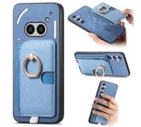 iTape Étui magnétique 2 en 1 pour téléphone portable Nothing Phone (2a), chargeur sans fil, support magnétique de voiture, fente pour cartes, boucle à anneau, bleu