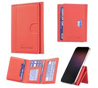 iTape Portefeuille magnétique en cuir pour téléphone compatible avec différents modèles de téléphone Android et iOS, porte-cartes magnétique de couleur unie, ultra fin, à trois volets, support à rabat