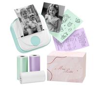 Itari Mini imprimante Q02 avec 3 rouleaux de papier, Bluetooth Pocket Sticker Maker sans encre portable pour diagrammes anatomiques, photos, journaux, reçus, compatible avec téléphone et tablette