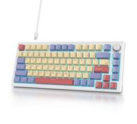 iTastatur Clavier de jeu mécanique filaire à 75 % - Montage à chaud - Interrupteur blanc - 82 touches TKL, NKRO, crème - Pour PC, ordinateur portable, Windows Gamer (Marshmallow)