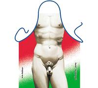 ITATI David Michelangelo Tablier de barbecue et de cuisine, taille unique, 100 % polyester, impression par sublimation aux couleurs vives, pour adultes, amis et famille, célébrations, unisexe,