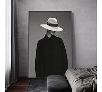 ITAWS Art Toile Peinture Sur Le Mur Art Affiches Et Impression Affiches Modernes Vogue Wear Hat Femme Noir Blanc, 30 X 40 Sans Cadre Toile Photo Décor À La Maison Sans Cadre