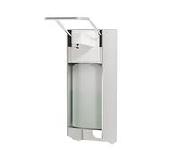 ITAX-WORLD Distributeur de savon 500 ml avec fixation murale et pression coude pour désinfectant et savon pour les mains, blanc, aluminium