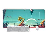 ITBT No Man's Sky Tapis de Souris XXL 900x400mm Hydrorésistant Anime Mouse Pad Grand Tapis de Souris Gamer avec Base en Caoutchouc Anti-Glissant Surface Texturée pour Ordinateur et PC, A, A