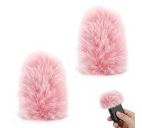 ITCGOB 2 Pièces Bonnette Micro à Fourrure pour Mic Mini 2, Filtre Anti-Pop et Protection Contre le Vent Haute Performance, Accessoire de Microphone pour Vlog et Enregistrement Extérieur, Rose et Blanc