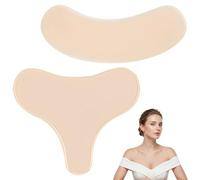 ITCGOB 2 Pièces Patch Décolleté Anti Ride et Patch Cou en Silicone Réutilisable, Coussinet Poitrine Raffermissant et Anti-Âge pour Lissage de la Peau, Couleur Chair, Design Confortable en Forme de T