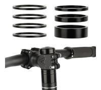ITCGOB 7 Pièces Entretoise de Direction en Alliage d'Aluminium, Rondelles de Potence pour Velo de Route et VTT, Kit de Réglage de Hauteur de Guidon 1 1/8 Pouce (2mm 3mm 5mm 10mm), Noir