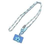 ITCGOB Cordon Téléphone Portable Bandoulière avec Pendentif Fleur, Lanière de Téléphone Tressée Réglable, Tour de Cou Universel Anti-Perte pour Smartphone, Gris Bleu Blanc