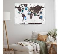 Itchy Feet XL Carte du monde comme tableau d'affichage | Épinglez vos destinations de voyage et vos vacances | Carte en similicuir gris élégant | Format DIN A1 84 x 59 cm, 50 punaises incluses