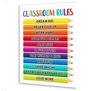 ITCLEYMDZV Dream Big Educational Canvas - Classroom Rules Motivational Poster for, Colorful Wall-Art for Preschool, Nursery, Daycare, Homeschool Learning Decor (Framed,08x12inch(20x30cm))