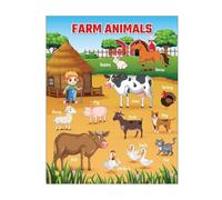 ITCLEYMDZV Farm Animal Sound Chart Interactive, Learn Animal Names & Noises with Talking Button, Preschool Classroom Educational Wall Decor(Unframed,12x18inch(30x45cm))