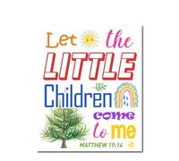 ITCLEYMDZV Nursery Wall-Art - Let The Little Come To Me Matthew 19:14 Poster, Inspirational Scripture Sign for Room & Preschool (Framed,16x24inch(40x60cm))