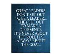 ITCLEYMDZV Quote Wall-Art - Great Leaders Set Out to Make a Difference, Motivational Canvas Print for School, Home Office, and Bedroom Aesthetic Decor(Framed,16x24inch(40x60cm))