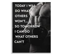 ITCLEYMDZV Today I Will Do What Others Wont Vintage Gym Motivation Poster Bodybuilding Workout Wall-Art Inspirational Strength Training For Home Office Decor(Framed,16x24inch(40x60cm))