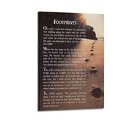 ITCLEYMDZV Vintage Inspirational - Footprints in the Sand Poem Quote, Wall-Art Print for Bedroom, Music Room(Framed,12x18inch(30x45cm))
