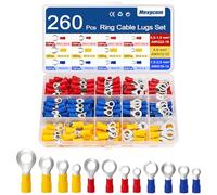 ITClosud 260 PCS Cosses à Anneau, Connecteurs de Câbles Électriques de 0,5 à 6 mm², Kit d'Assortiment de Cosses à Sertir Isolées M4 M5 M6 M8 pour Automobile et Maison, Cuivre Étamé