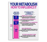 ITCUUIEC Guide to Boosting Your Metabolism Poster Ways to Influence Health and Educational Canvas Art Print for Wellness Center(Framed,16x24inch(40x60cm))