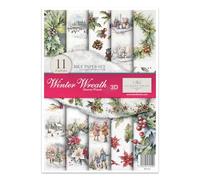 ITD Collection - Feuille de riz craft - Papier Décopatch en feuilles - Decoupage Rice Paper - A4 29,7 x 21 - Winter Wreath - RP-073