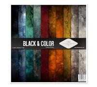 ITD Collection - Papier Scrapbooking - Ensemble complet pour loisirs manuels - Feuilles Décoratif pour Loisirs Créatifs Collage DIY Albums Photos 10 feuilles + 1 - Black & Color - SLS083