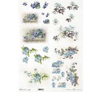 ITD Papier de riz découpage papier de bricolage A3 Violettes, perce-neige, myosotis 1036L
