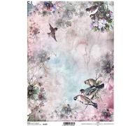 ITD Papier de riz découpage papier de bricolage, tissu, printemps, oiseaux, fleurs R1387