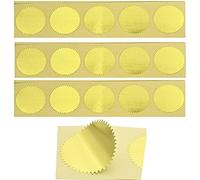 Iteal Lot de 100 autocollants vierges dorés en feuille métallique de 45 mm avec bord dentelé, idéal pour récompenses, sceaux de notaire