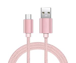iTechCover Câble USB tressé de charge/chargeur compatible avec les casques sans fil KEF Space One Porsche Design - Or rose - 1 m