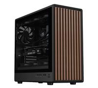 Itek Boîtier Woody W2B - Tour Gaming ATX - 4X Ventilateurs 140 mm Noirs - 2X USB 3.0 - Type-C - Panneau Frontal en Bois - Panneau latéral en Verre trempé foncé