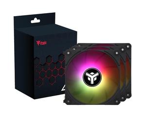 Itek Kit 3x Ventilateurs pour boîtier UW12 Noir - 12 cm - ARGB Sync 5V 3 broches - PWM 4 broches - Sans fil