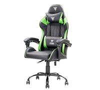 iTek RHOBUS PF10 Fauteuil Gamer, Chaise Gaming, Siège de Bureau réglable, Cuir PU, Ergonomique, mécanisme basculent, Appui-tête, Support Lombaire, Noir et Verte