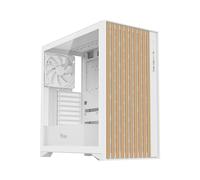Itek WOODY Tower Blanc - Boîtier PC Moyen Tour ATX/micro ATX/Mini-ITX, vitre trempée, 1x120mm arrière, USB 3.2 Gen1/Gen2 Type-A/C, support radiateur 360mm, ABS/Bois