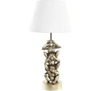 ITEM INTERNATIONAL Lampe à poser Singes de la sagesse - en résine - Doré et blanc - 30 x 30 x 61 cm