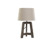 ITEM INTERNATIONAL Lampe en bois patinée abat jour en Beige - Hauteur 49 cm x Diamètre 30 cm