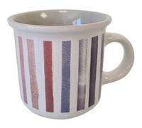 ITEM INTERNATIONAL Tasse blanche et grise en Grès motif rayée - 9X7X6,5 cm - 120 ml GRIS G
