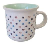 ITEM INTERNATIONAL Tasse blanche et verte en Grès motif Étoiles - 9X7X6,5 cm - 120 ml VERT G