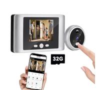 iTenen 200 PC Judas Numérique Wifi 3.0 MP,Vidéo Judas Sans Fil Sonnette avec MicroSD de 32 Go,2 000 mAh, Audio Bidirectionnel, Alarme en temps réel au téléphone portable, Détection Humanoïdes AI