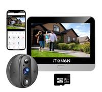 iTenen 2K Judas de Porte Camera Surveillance avec Carte Mémoire 32G, Visiophone Connecté Interphone Vidéo, WiFi sans Fil Judas Numérique 4.3’’ Écran Batterie 5000mAh, PIR Motion Détection